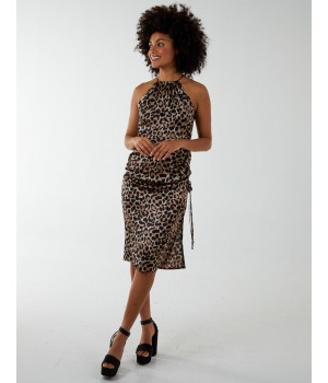 Animal Print Halter Neck Dress