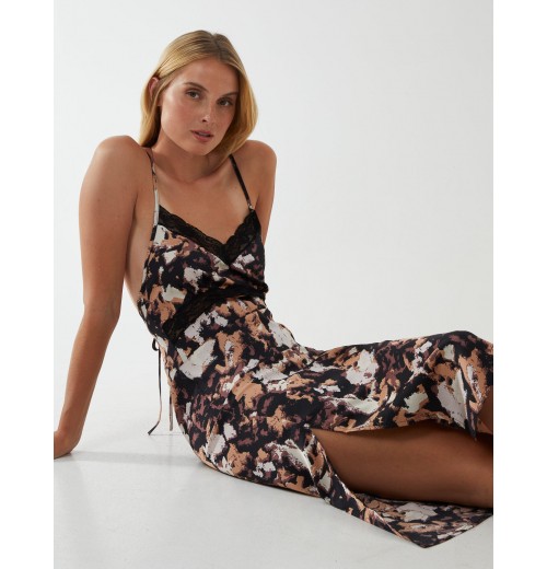 Printed Satin Slip Dress