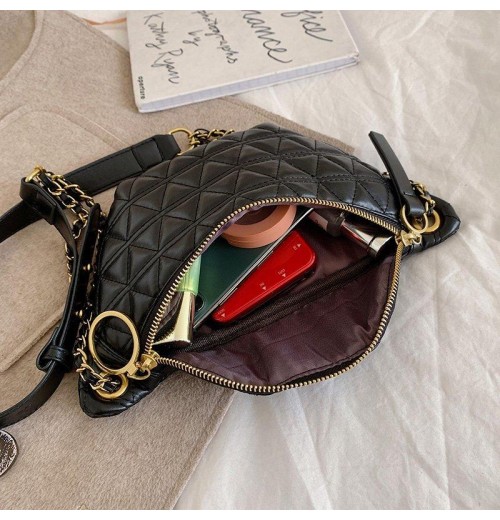 Black Quilted Fanny Pack