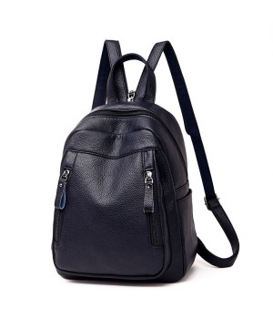 Navy Blue Leather Backpack Purse