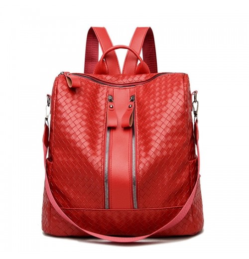 Woven Leather Convertible Backpack