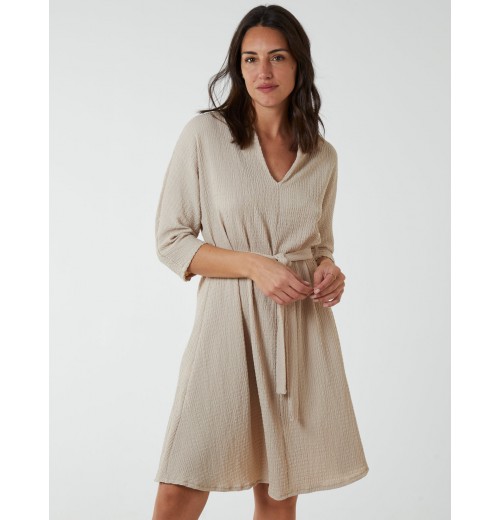 V Neck Crunchy Stitch Batwing Dress