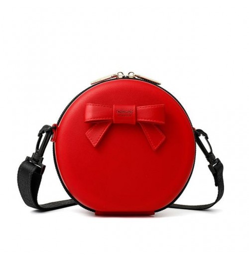 Round Leather Shoulder Bag