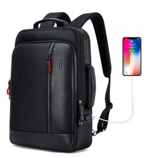 Black Anti Theft Backpack With USB