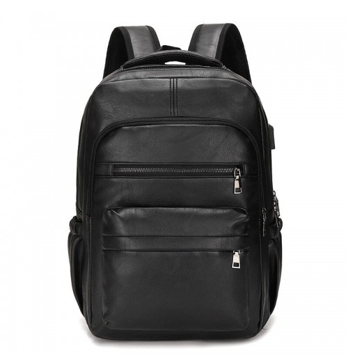 Leather Backpack With USB Charger