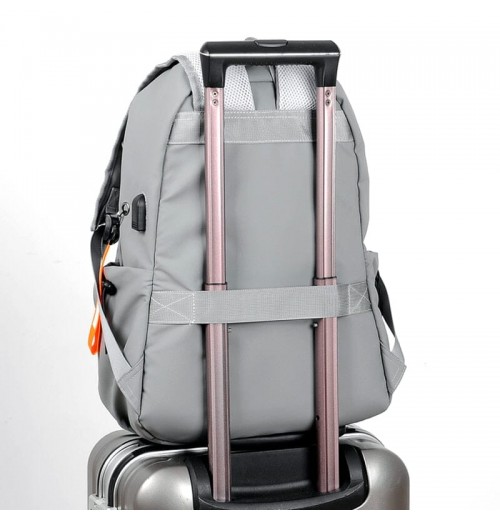 Backpack For Men Grey USB Charger